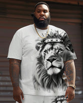 Men's Big and Tall Street Casual Lion King Print T-Shirt Shorts Set